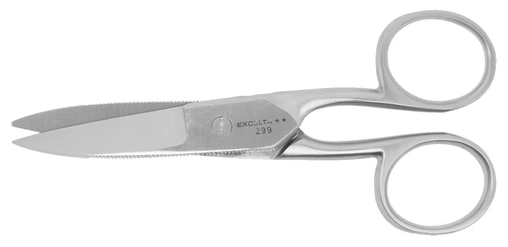 Excelta 299 ★★ Heavy-Duty Stainless Steel Scissors with Serrated Outside Edges & Large, Beefy Blades, 5" OAL