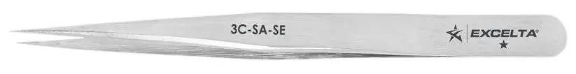Excelta 3C-SA-SE ★ Economy Neverust® Anti-Magnetic Stainless Steel Tweezer with Straight, Very Fine Pointed Tips, 4.25" OAL