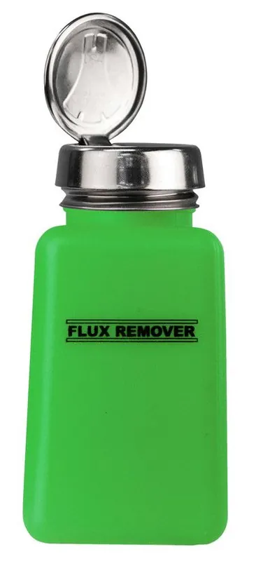Menda 35596 durAstatic® Dissipative HDPE One-Touch Square Bottle, Green with "Flux Remover" Print, 6 oz.