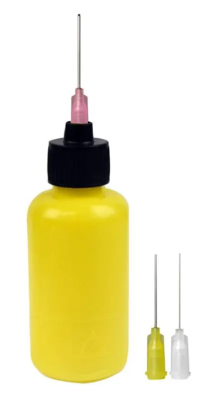 Menda 35599 durAstatic® 2 oz. Yellow Dissipative LDPE Dispensing Bottle with 18, 20 & 26-Gauge Needles, Yellow with "Flux" Print, 2 oz.