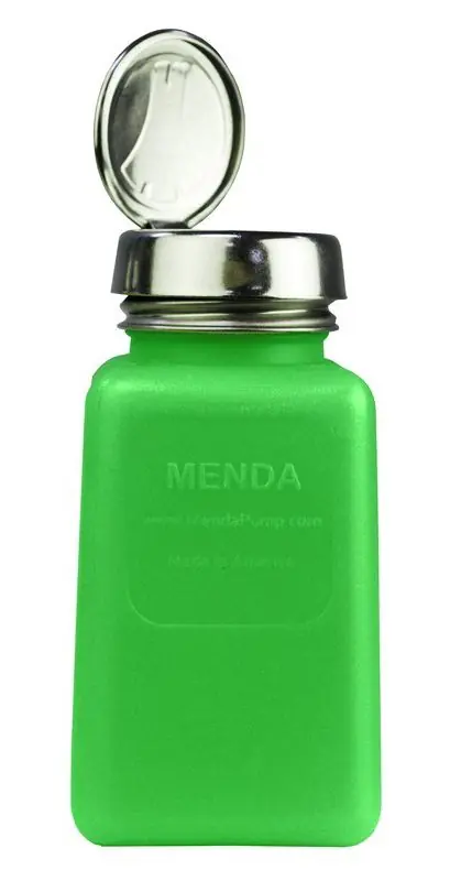 Menda 35273 durAstatic® Dissipative HDPE One-Touch Square Bottle, Blue with Hazard Label, 6 oz.