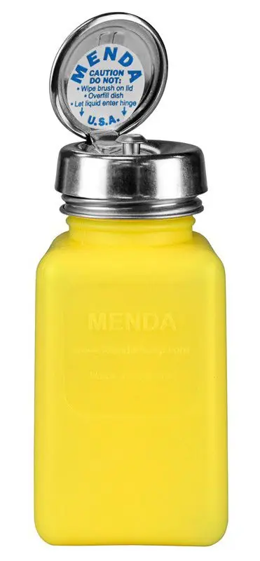 Menda 35267 durAstatic® Dissipative HDPE Square Bottle, Yellow, 6 oz.