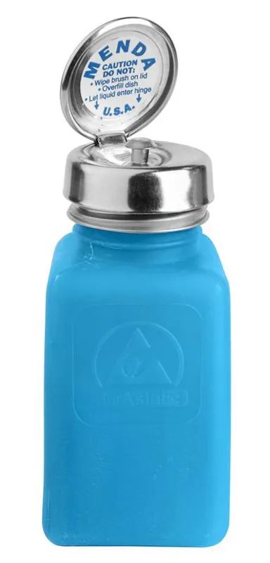 Menda 35285 durAstatic® Dissipative HDPE Pure-Touch Square Bottle, Blue, 6 oz.