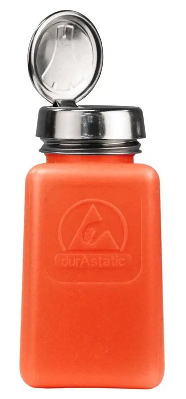 Menda 35270 durAstatic® Dissipative HDPE One-Touch Square Bottle, Orange, 6 oz.