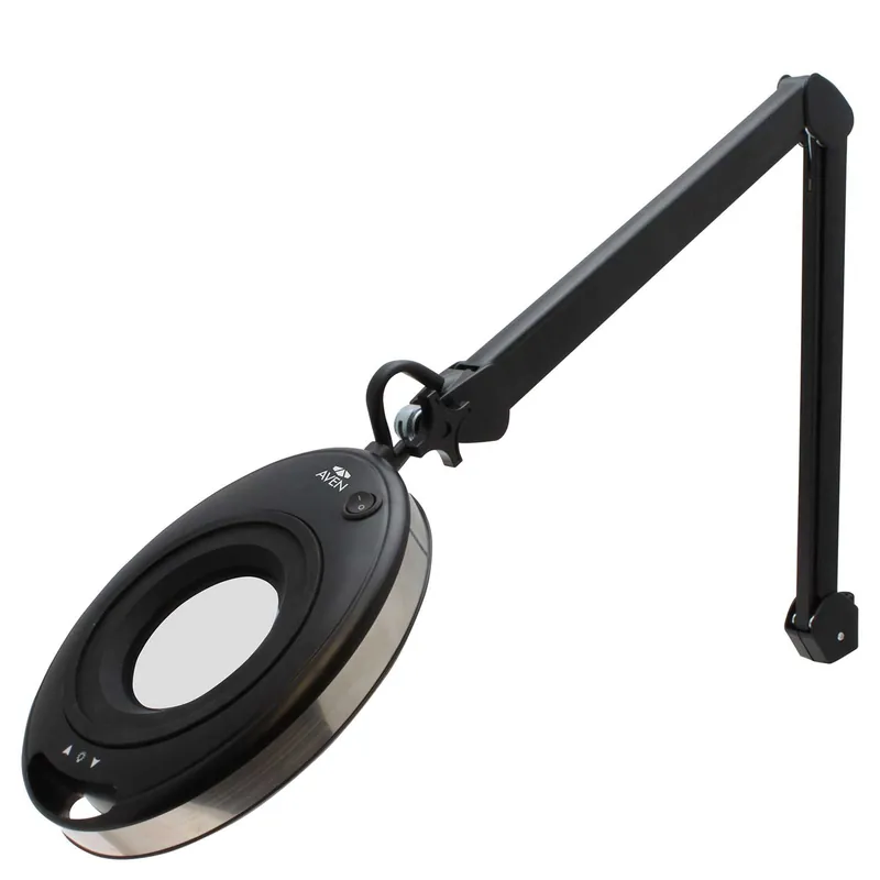 Aven In-X LED Magnifying Lamp with 5 & 15 Diopter Lenses & Heavy-Duty Clamp, Black
