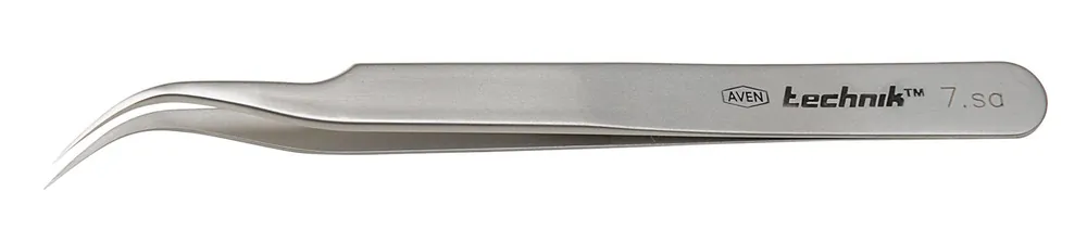 Aven Tools 18072USA Technik 7-SA High Precision Assembly Stainless Steel Tweezer with 55° Curved, Super Fine, Pointed Tips, 4.75" OAL