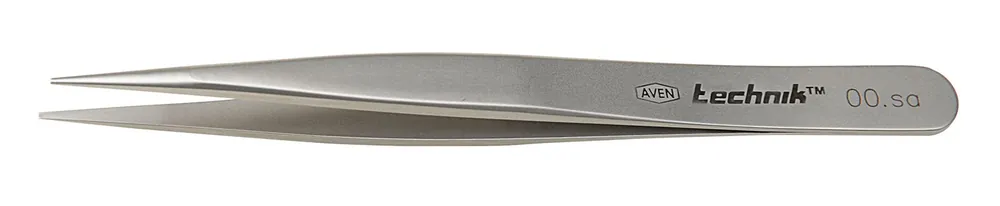 Aven Tools 18032USA Technik 00-SA High Precision Heavy-Duty Stainless Steel Tweezer with Thick, Flat Edges & Straight, Tapered, Strong, Pointed Tips, 4.75" OAL