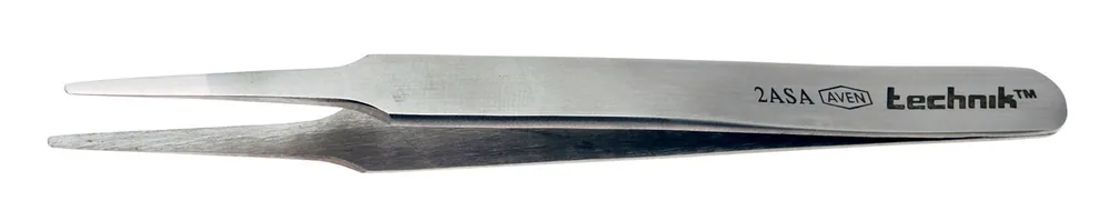 Aven Tools 18049USA Technik 2A-SA High Precision Gripping Technik Stainless Steel Tweezer with Tapered, Straight, Flat, Sharp Tips, 4.5" OAL