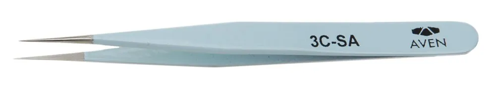 Aven Tools 18056EZ E-Z Pik 3C-SA Industrial Stainless Steel Tweezer with Straight, Ultra Fine, Pointed Tips, 4.25" OAL