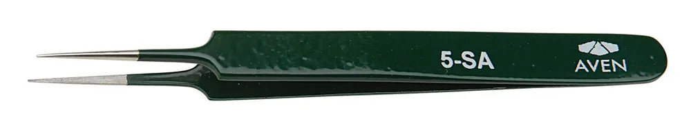 Aven Tools 18062EZ E-Z Pik 5-SA Industrial Stainless Steel Tweezer with Tapered, Ultra Fine, Pointed Tips , 4.25" OAL