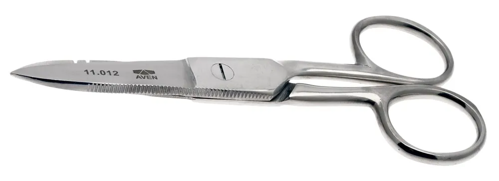 Aven 11012 General Purpose Notched Stainless Steel Wire Stripping Scissors, 5" OAL
