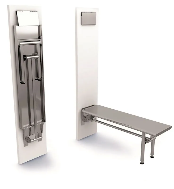 Palbam Class GB1250 14" x 48" Wall-Mounted Electropolished Stainless Steel Gowning Bench with Solid Top