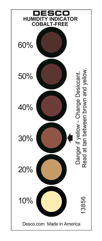 Desco 13856 J-STD-033D 6-Spot Cobalt-Free Humidity Indicator Cards, 10% 20% 30% 40% 50% 60% RH (Can of 200)