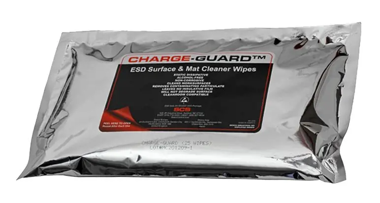 SCS 8004 Charge-Guard™ ESD Surface & Mat Cleaning Wipes (Pack of 25)