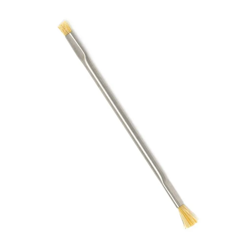 Gordon Brush 1005CK Anti-Static Double-Ended Applicator Brush with 1/4" Hog Hair Bristles, 1/4" Tapered x 1/2" Flat Trim & 3/16" dia. Stainless Steel Handle, 4-1/2" OAL