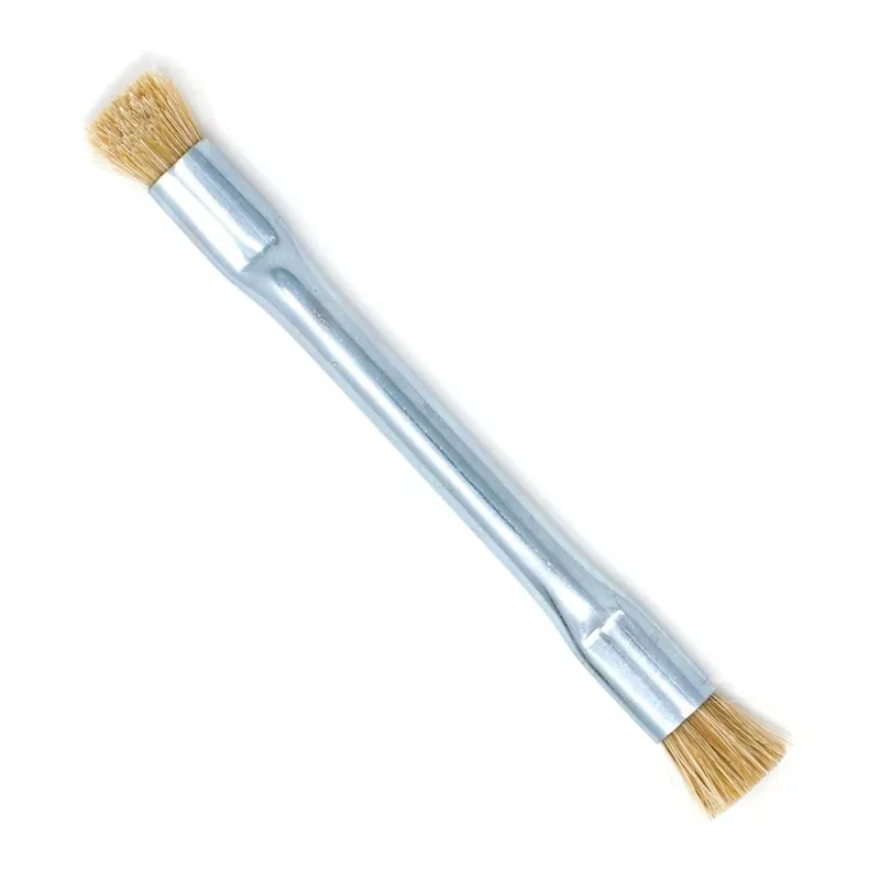 Gordon Brush 1010HH-1-2 Anti-Static Double-Ended Applicator Brush with 0.5" Flat Horse Hair Bristles, 0.5" dia. Trim & Zinc-Plated Steel Handle, 4.5" OAL