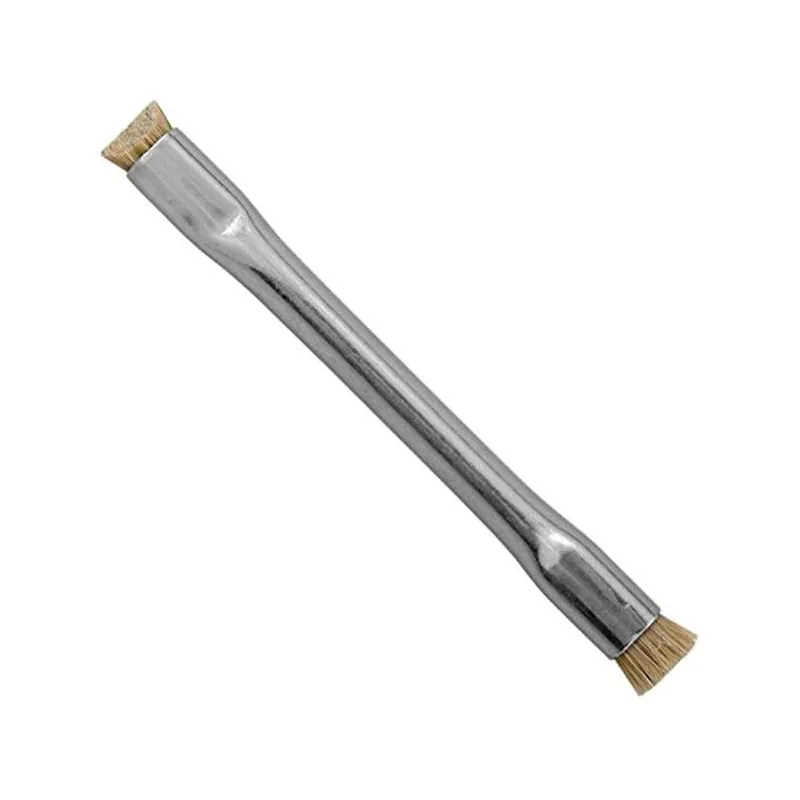 Gordon Brush 1010HH Anti-Static Double-Ended Applicator Brush with 1/2" Horse Hair Bristles, 3/16" Tapered x 1/4" Flat Trim & 3/8" dia. Zinc-Plated Steel Handle, 4-1/2" OAL
