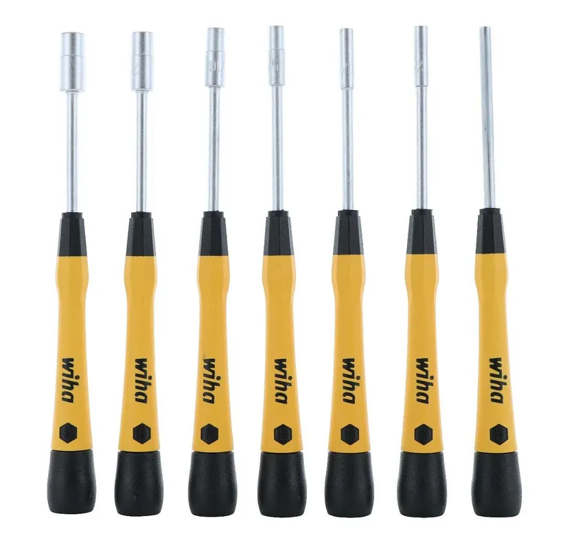 WIHA 27792 8-Piece ESD-Safe Precision Inch Nut Driver Set with PicoFinish® Handles includes Canvas Pouch (Set of 3)