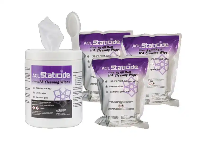 ACL 7630 Presaturated Hydroentangled Polycellulose Nonwoven Wipes with (3) Refill Rolls, 70% IPA