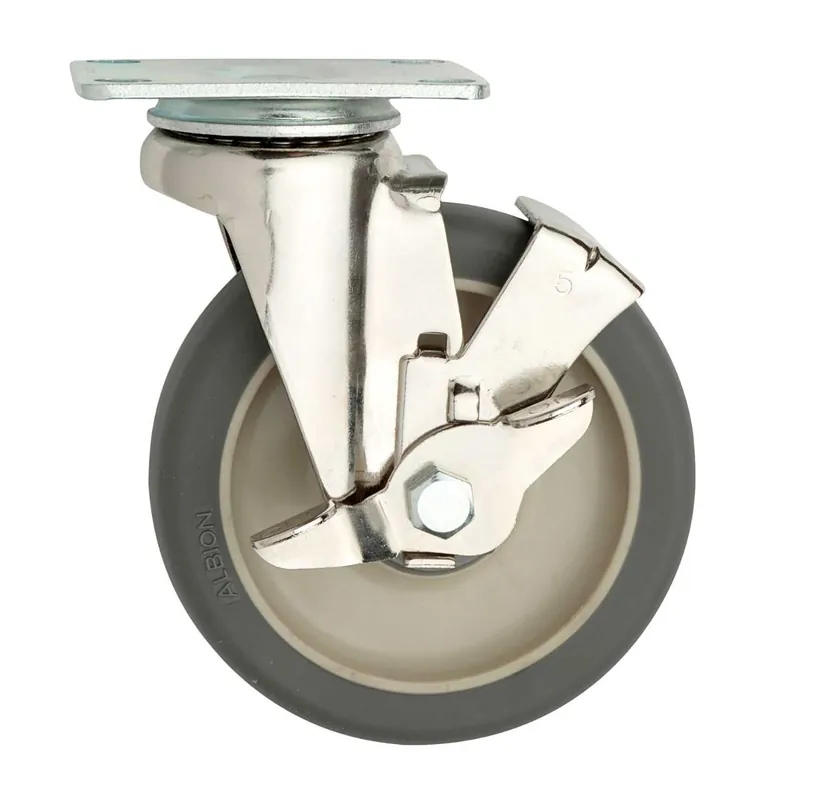 Metro B5PB Polyurethane Caster Swivel B-Plate, Braking, 5"