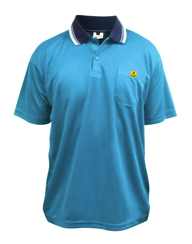 Uniform Technology BP801SC-RB Short Sleeve ESD Polo Shirt with Collar, Royal Blue