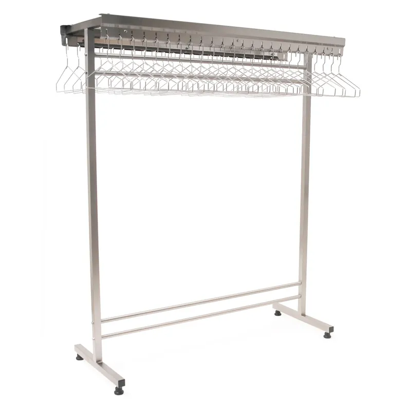 Eagle Double-Sided Brushed Stainless Steel Cleanroom Gowning Rack with Hanger Slots