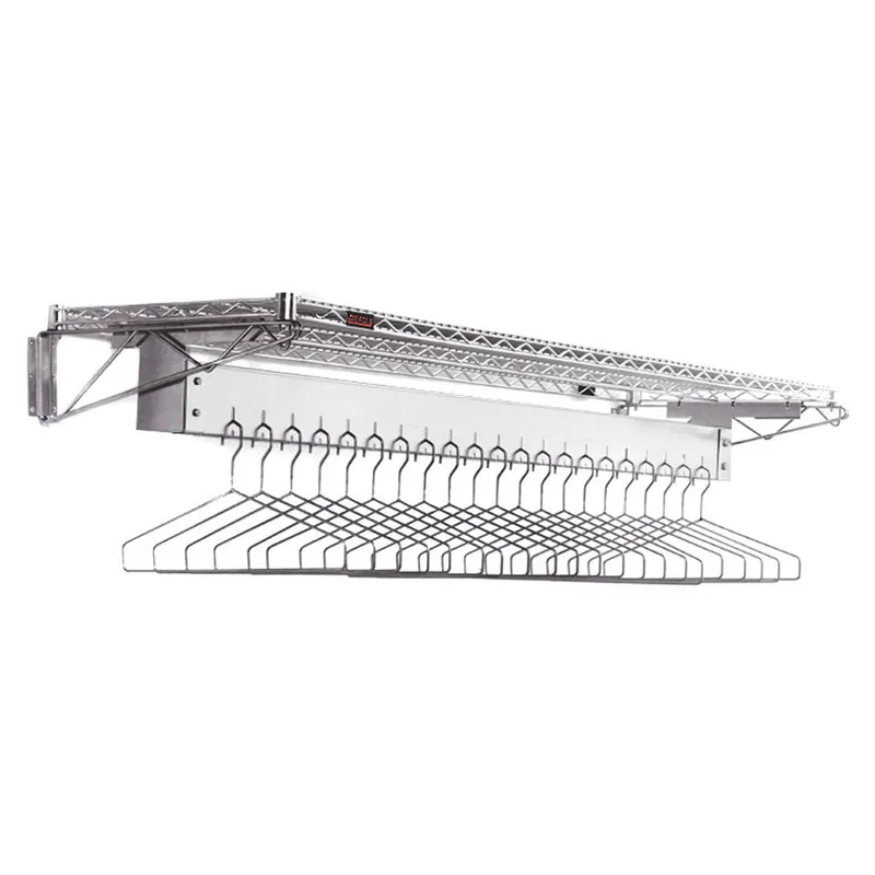 Eagle Wall-Mounted Chrome Cleanroom Gowning Rack with Hanger Slots