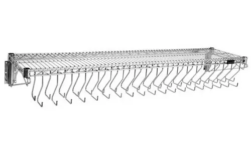 Eagle Wall-Mounted Chrome Cleanroom Gowning Rack with Hooks