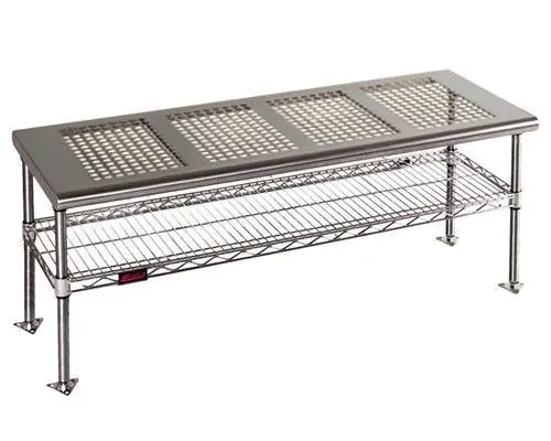 Eagle Floor-Mounted Stainless Steel Gowning Bench with Perforated Top & Wire Undershelf