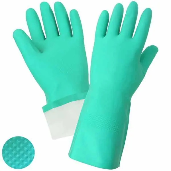 Global Glove 515F Flock Lined 15 Mil Nitrile Gloves, Green