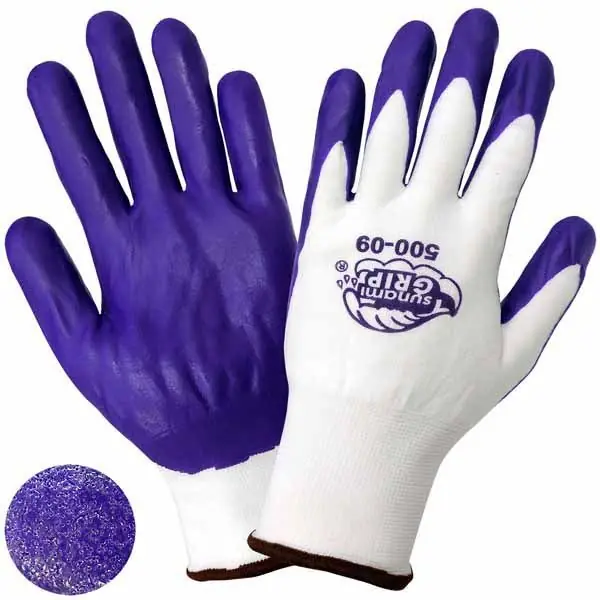 Global Glove 500 Nitrile Palm Coated 13-Gauge Nylon Knit Gloves, White