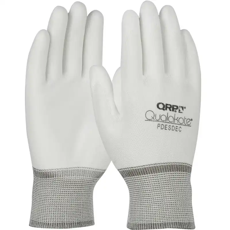 QRP PDESDEC Qualakote® Seamless Knit Nylon ESD Glove with Polyurethane Coated Microfoam Grip Palm & Fingertips (Pack of 12 Pair)