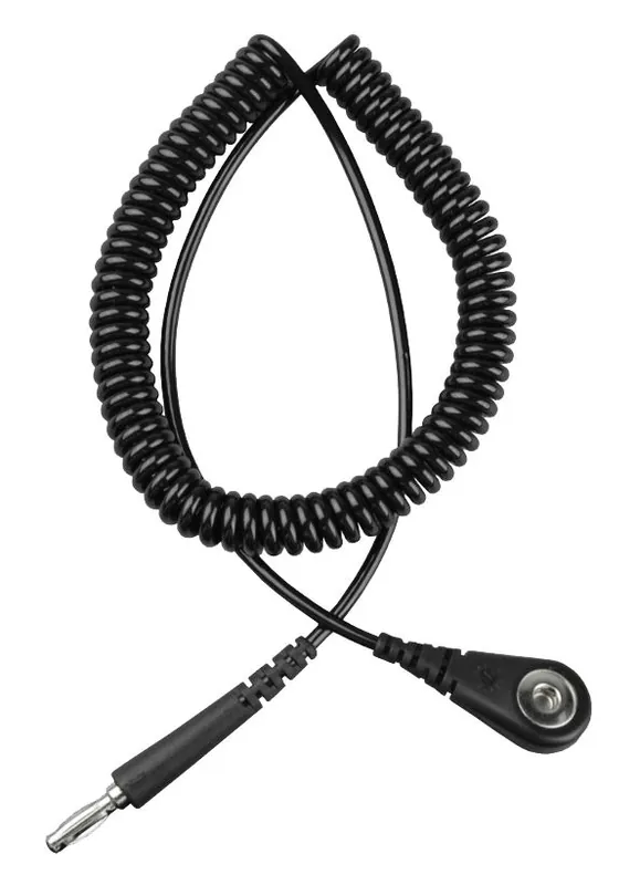 Desco 09037 Wrist Strap Coil Cord, 4mm Snap to Banana Plug, Black, 6‘