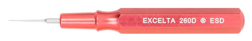 Excelta 260D-ESD ★★★ Mini-Spatula with Red Metal Handle & 0.025" Tip, 2.5" OAL