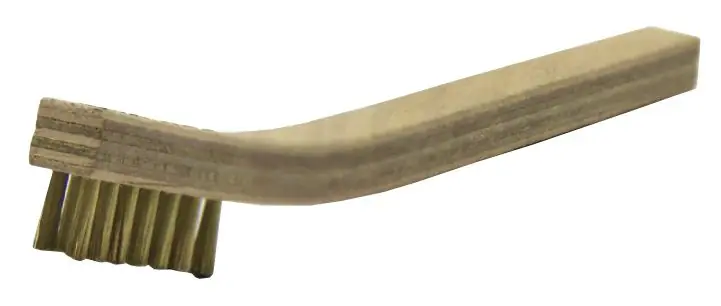Gordon Brush 15B-003 Scratch Brush with 1.5" Triple Row Brass Bristles, 0.003 Trim & Plywood Handle, 7.75" OAL
