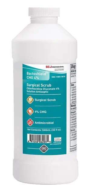 SC Johnson Professional 134424 BactoShield® CHG 4% Handwash/Surgical Scrub, 1 Quart Bottles (Case of 12)