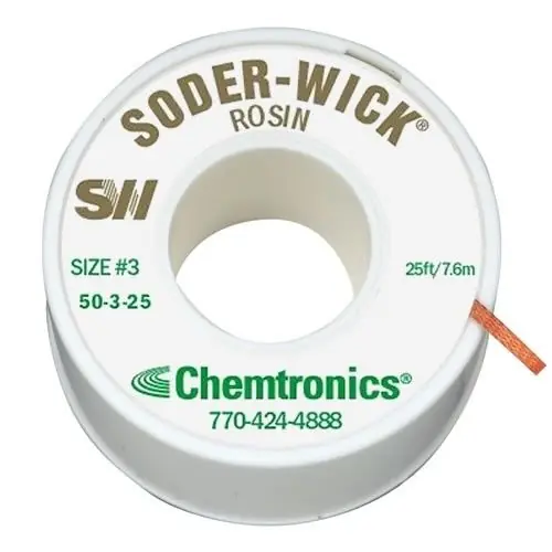 Chemtronics 50-3-25 3 Soder-Wick® Rosin Flux Desoldering Wick, Green, 0.080" dia. x 25‘ Spool
