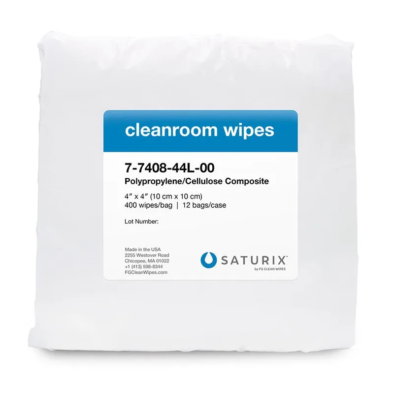 FG Clean Wipes 7-7408-44L-00 Polypropylene/Cellulose Composite Cleanroom Wipes, 4" x 4" (Bag of 400)