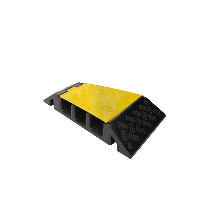 Wearwell PWR.3CH.HD.LC.BYL Heavy-Duty 3-Channel Cable Protector, 22.5° Left Turn