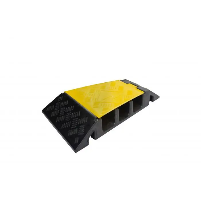Wearwell PWR.3CH.HD.RC.BYL Heavy-Duty 3-Channel Cable Protector, 22.5° Right Turn