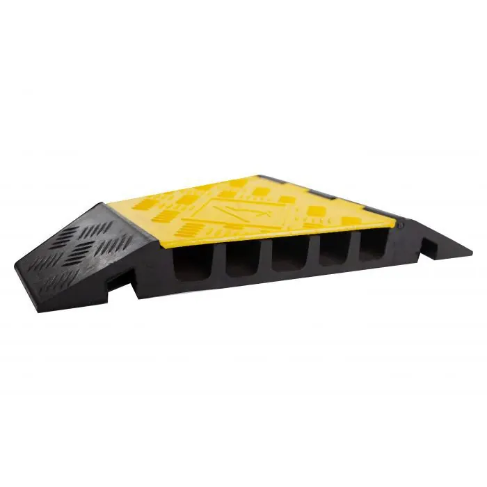 Wearwell PWR.5CH.HD.LC.BYL Heavy-Duty 5-Channel Cable Protector, 22.5° Left Turn