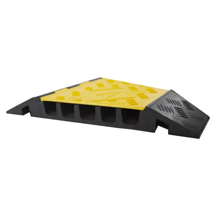 Wearwell PWR.5CH.HD.RC.BYL Heavy-Duty 5-Channel Cable Protector, 22.5° Right Turn
