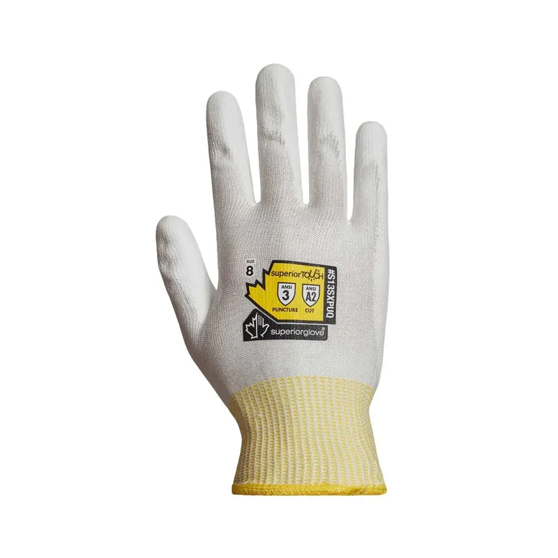 Superior Glove S13SXPUQ Superior Touch® 13-Guage Dyneema® Cut & Puncture Resistant Gloves, White (Pair)