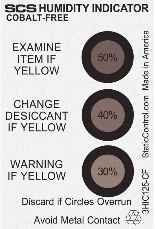 SCS 3HIC125-CF 3-Spot Cobalt-Free Humidity Indicator Card, 30% 40% 50% RH Can of 125