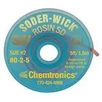 Chemtronics 80-2-10 2 Soder-Wick® Rosin Flux ESD-Safe Desoldering Wick, Yellow, 0.060" dia. x 10‘ Spool