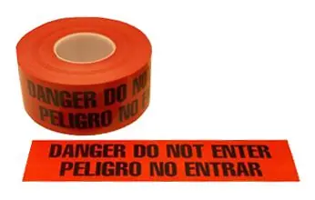 MicroNova BT100-3RE "DO NOT ENTER / PELIGRO NO ENTRAR" Barrier Non-Adhesion Cleanroom Marking Tape, Red, 3" x 1,000‘ Rolls (Case of 12)