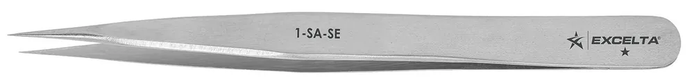 Excelta 1-SA-SE ★ Economy Stainless Steel Tweezer with Straight, Very Fine Pointed Tips, 4.5" OAL