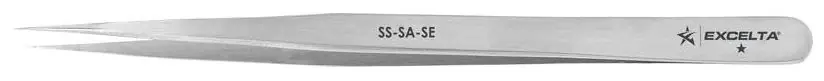 Excelta SS-SA-SE ★ Economy Anti-Magnetic Stainless Steel Tweezer with Straight Slim, Very Fine Pointed Tips, 5.5" OAL