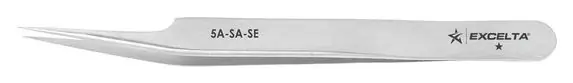 Excelta 5A-SA-SE ★ Economy Anti-Magnetic Stainless Steel Tweezer with 10° Offset Ultra Fine Pointed Tips, 4.5" OAL
