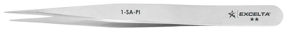Excelta 1-SA-PI ★★ Italian-Made Anti-Magnetic Stainless Steel Tweezer with Straight, Very Fine Pointed Tips, 4.5" OAL